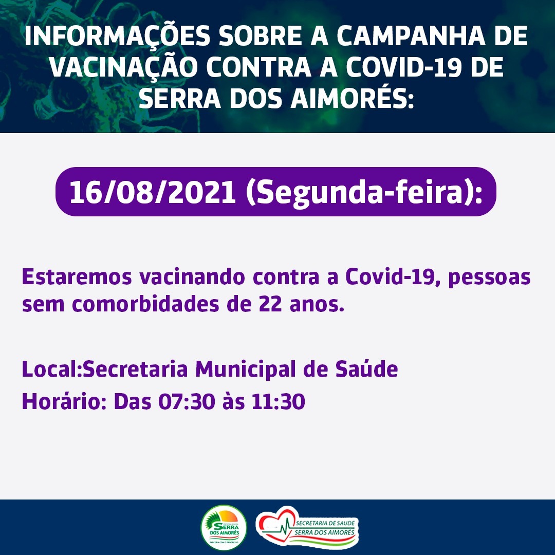 Informações sobre a campanha de vacinação contra a covid-19 de Serra dos Aimorés